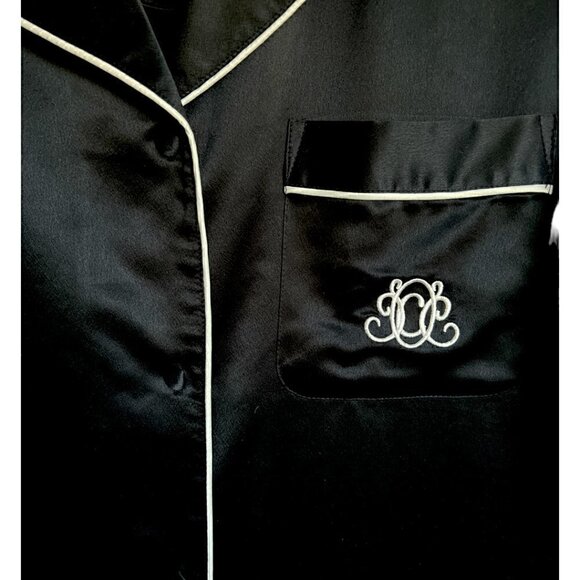 Cabernet Silky Black Sleep shirt Nightgown Short Sleeves w/Buttons Size Small - Picture 3 of 5